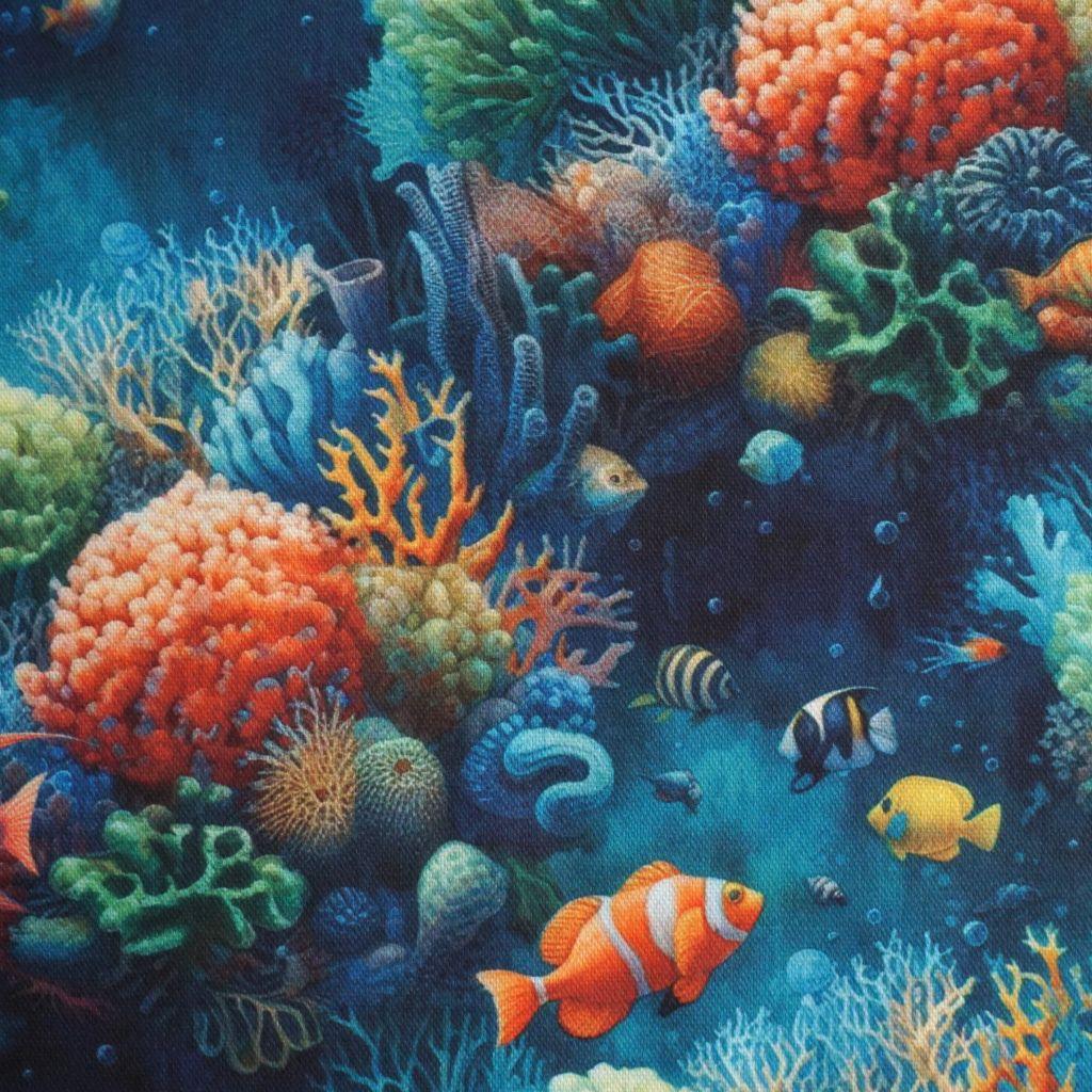 Dekostoff Halbpanama Unterwasserwelt Fische Korallen